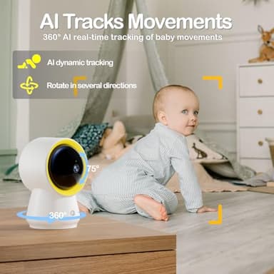 Ellie Baby Monitor No WiFi, Baby Monitor with Camera and Audio, 5" IPS 1080P with Wall Mount, 6000mAh Battery, 1000ft Range, Smart Monitoring 24hrs Playback, AI Cry Detection & Sleep Tracking - Image 9