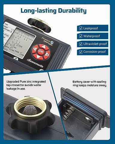 DEWENWILS Sprinkler Timer 3 Zone, Water Timer with 4 Programmable Procedures, Hose Faucet Watering with Automatic/Rain Delay/Manual Mode, Outdoor Irrigation Controller for Lawn, Garden - Image 5