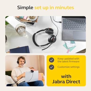 Jabra Evolve2 50 Wired Stereo Headset - with AirComfort Technology, Noise-Cancelling Mics & Active Noise Cancellation - Works with All Leading UC Platforms Such as Zoom & Google Meet - Black - Image 4