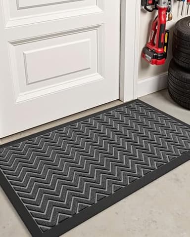 DEXI Front Door Mat Outside Entrance, 2x4 ft Rubber Entry Doormat Heavy Duty, Welcome Mats Non Slip for Inside House Floor Entryway Double Doors Exterior Patio, Chevron Dark Grey - Image 9