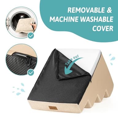 COZY KISS Dog Stairs for Small Dogs, 4 Tier Wider Pet Stairs for Couch and Beds, 17.7" H Non-Slip Dog Steps for Old Cats, Puppy, Small Medium Dogs, 17.7x23.6x17.7 inch, Beige - Image 7