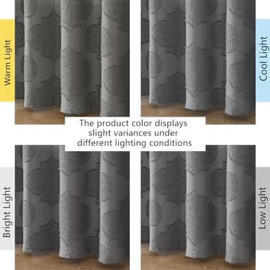 OWENIE Grey Shower Curtain Set, Jacquard Geometric Textured Fabric Boho Shower Curtains for Bathroom, Soft Hotel Style Farmhouse Shower Curtain Grommet Top 12 Hooks, Machine Washable, 72x72, Grey - Image 6