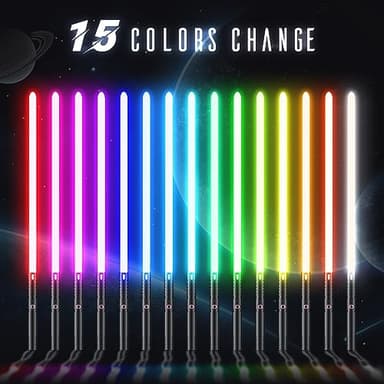 Juxaxia Lightsaber, LED Light Saber with 15 RGB Colors, Lightsabers for 3 Modes, Light Sabers with Connectors, Lightsabers for Dueling, Lightsaber Toy for Adults, Kids, 2 Pack(Black) - Image 2