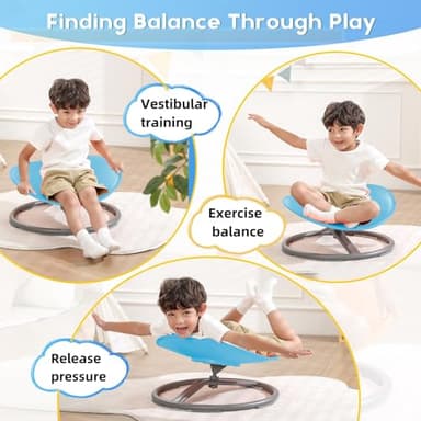 BABAMU Spinning Chair for Autistic Kids, Kids Sensory Swivel Chair, Autism Sensory Products, Autism Toys, Sensory Toy for ADHD Children, Training Body Coordination (Blue) - Image 3