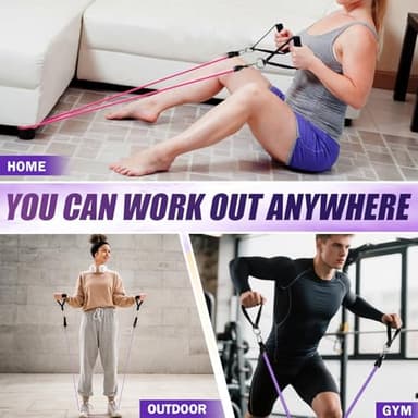 WHATAFIT Resistance Bands, Exercise Bands，Resistance Bands for Working Out, Work Out Bands with Handles for Men and Women Fitness, Strength Training Home Gym Equipment - Image 7