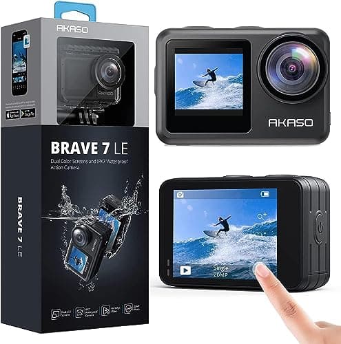 AKASO Brave 7 LE 4K30FPS 20MP WiFi Action Camera with Touch Screen EIS 2.0 Zoom Remote Control 131 Feet Underwater Camera with 2X 1350mAh Batteries Support External Microphone Vlog Camera - Image 1