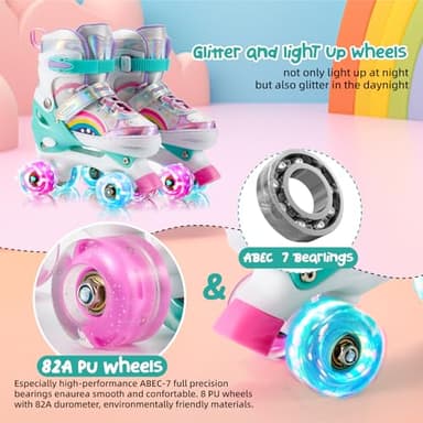 SHDSL Girls Roller Skates 4 Size Adjustable Kids Roller Skates for Girls, Purple Pink Roller Skate for Boys Toddlers, Beginner Kids Roller Skate Indoor Outdoor Sports - Image 3