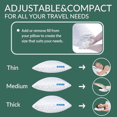 QUTOOL Small Travel Pillows for Sleeping, Cooling Memory Foam Camping Pillow, Backpacking for Hiking Gear, Portable Pillow with Travel Storage Bag, Camping Essentials for Adults Kids - Image 4