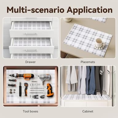 Drawer Shelf Liner for Kitchen Cabinets, Non Adhesive Slip Resistant Shelf Paper Easy to Clean, Strong Grip Thickened Waterproof Washable Mats for Pantry Shelves Cupboard Dresser(Grey, 12 in x 10 FT) - Image 7