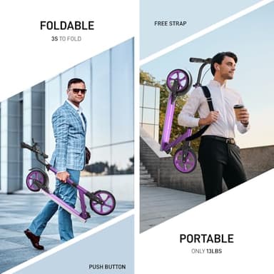 WAYPLUS Kick Scooter for Ages 6+,Kid, Teens & Adults. Max Load 240 LBS. Foldable, Lightweight, 8IN Big Wheels for Kids, Teen and Adults, 4 Adjustable Levels. Bearing ABEC9 - Image 3