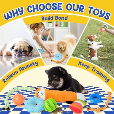 PatsFran Puppy Toys for Teething, 9 Pack Interactive Dog Toys for Small Dogs, Puppy Chew Toys for Boredom with Rope Toys, Treat Ball and Cute Squeaky Toys - Image 7
