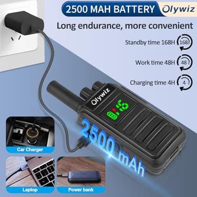 Walkie Talkies for Adults - Long Range Rechargeable Two-Way Radios with VOX Hands Free, Dust Resistant Waterproof Suitable for Qutdoor Work and Activities (4 Pack) - Image 3