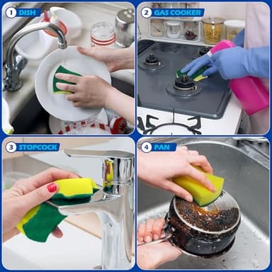 Kitchen Cleaning Sponges,24 Pack Eco Non-Scratch for Dish,Scrub Sponges - Image 4