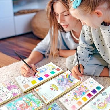 Paint with Water Coloring Books for Kids - 5 Pack, Pocket Mess Free Watercolor Painting Kit, Water Color Paint Set Arts and Crafts Gift for Girls Ages 4 5 6 7 8+, Travel Activity Toy - Image 3