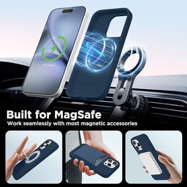 GolbinBox Magnetic for iPhone 16 Pro Max Case, Compatible with MagSafe, Screen Protector + Camera Lens Protector, Liquid Silicone Shockproof Protective Phone Case for iPhone 16 Pro Max, Dark Blue - Image 4
