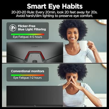 KOORUI 27" 200Hz Gaming Monitor, 1ms Fast IPS Computer Monitor, WQHD (2560 x 1440p) HDR 400 Display, DCI-P3 95% Color Gamut, FreeSync Premium, Adaptive G-Sync, HDMI x 2, DisplayPort, Black - Image 4