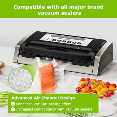 [2025 Upgraded] Bonsenkitchen 3 Rolls 11" x 16' + 3 Rolls 8" x 16' Vacuum Sealer Bags for Food with a Color Box, Easy to Store, Commercial Grade, BPA Free, Great for Food Storage or Sous Vide, VB22 - Image 4