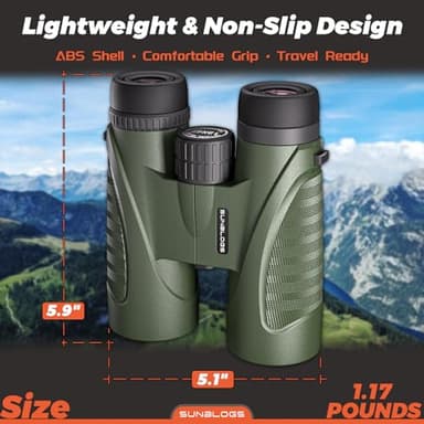 12x42 Binoculars for Adults, High Powered, BAK4 Prism, Waterproof Binoculars, Lightweight Binocular for Bird Watching, Hunting, Travel, Stargazing Cruise (Green) - Image 4