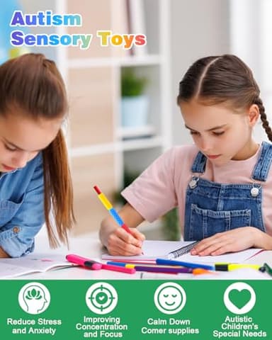Sensory Fidget Toys Kids Adults: 24 Pack Textured Silicone Pencil Grips for Autism Kids Calming - ADHD Tools for Anxiety Relief Items - Quite Fidget Toy Gifts Christmas Stocking Stuffers for Kids - Image 4