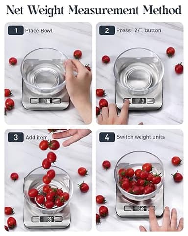 Tcsxady Food Scale, 11lb Digital Kitchen Scale with 6 Units LCD Display and Tare Function,Compact Design for Baking,Healthy Cooking,Meal Prep, 304 Stainless Steel - Image 5