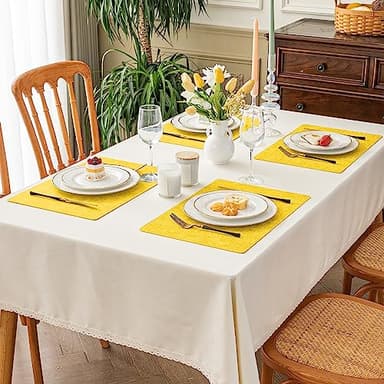 Romanstile Vinyl Placemats Set of 6-12 X 18 Inch - Heat Resistant Place Mats 100% Waterproof Oilproof Wipeable Reversible Faux Leather Table Mats for Kitchen/Dining/Party/Outdoor, Yellow - Image 7