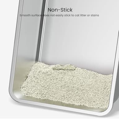 PWTAA Stainless Steel Cat Litter Box High Side Cats Toilet Metal Kitten Litter Pan, Pet Cleaning Tool for Big and Small Cats, Rabbits, Splash-Proof and Non-Stick Cat Poop Box odorless 23.6"x15.7"x7.9" - Image 4