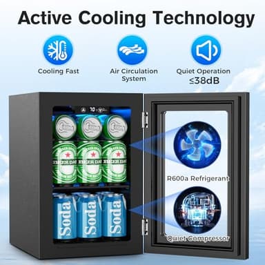 Electactic 24 Cans Beverage Refrigerator Cooler, Mini Fridge Countertop Drink Cooler for Soda, Canned Beer, Adjustable Digital Temperature Control for Home Dorm Office, Black - Image 6