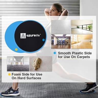 A AZURELIFE Exercise Core Sliders, Dual Sided Exercise Gliding Discs Use on Carpet or Hardwood Floors, Light and Portable, Perfect for Abdominal&Core Workouts - Image 2