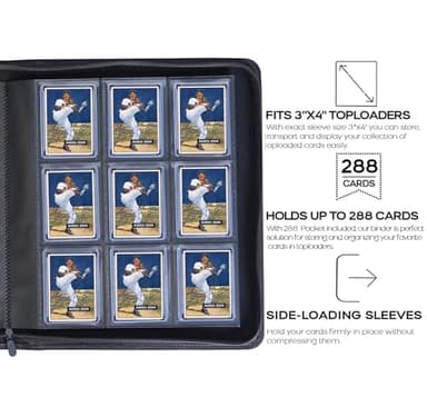 D DACCKIT Toploader Binder, Holds 288 Top Loaders - 9-Pocket Top Loader Binder for 3" x 4" Rigid Card Holders for Trading Cards or Sports Cards, Model A - Navy Blue - Image 3