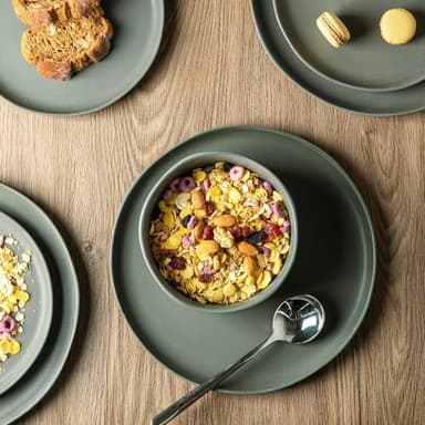 AmorArc Dinnerware Sets, Wavy Rim Plates and Bowls Sets,Highly Chip and Crack Resistant | Dishwasher & Microwave & Oven Safe Dishes set, Service for 8 (24pc) - Image 5