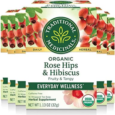 Traditional Medicinals Tea, Organic Rose Hips & Hibiscus, Supports Everyday Wellness, 96 Tea Bags (6 Pack) - Image 1