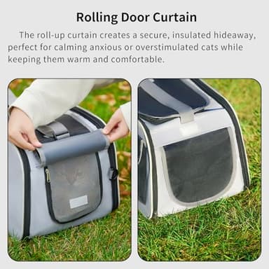 Cat, Dog Carrier for Pets up to 15 lbs, Soft-Sided Collapsible Pet Carrier with Sturdy Base, Roll-up Curtain and Large Storage Bag, Cat Bag for Medium Cats and Small Dogs - Image 3