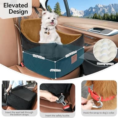 GL GLENSLAVE Dog Car Seat for Small/Medium Dogs, Dog Booster Car Seats with Thick Cushion for Dogs Under 35lbs, Detachable Washable Pet Car Seat with Storage Pockets, 2 Safety Belts(Black/Coffee) - Image 5