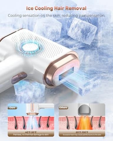 VivaEase Laser Hair Removal, 999,900+ Flashes IPL Hair Removal Device for Women and Men, Ice-Cooling Painless Laser Hair Removal, At-Home Hair Remover for Armpits Back Facial Legs Arms Bikini Line - Image 3