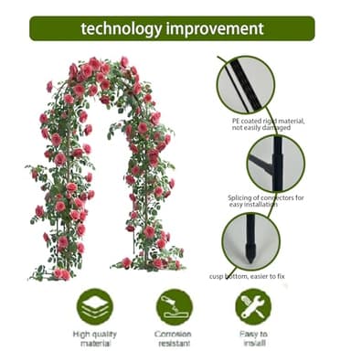 SIUING Metal Garden Arch - Metal Wedding Arch Backdrop Stand, Garden Arbor: 47.2(W)×94.5(H) inch, Garden Arbor for Climbing Plant Outdoor, Wedding, Party, Backyard, Lawn - Image 2