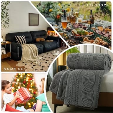 PU MEI Sherpa Throw Blanket for Couch Sofa 60”*80”- Fleece 3D Tufted Fuzzy Soft Cozy Blanket for Bed, Thick Warm Blanket for All Seasons, (Dark Grey, 60"*80") - Image 4