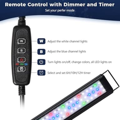 Tatub 23W LED Aquarium Light for 36"-42" Fish Tank, Full Spectrum Fish Tank Light with White Blue Red Green LEDs, 10 Levels of Brightness，Timer Auto On/Off - Image 4