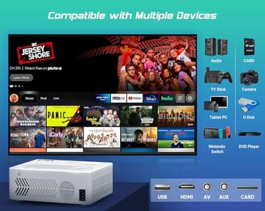 TMY Projector with WiFi and Bluetooth【80" screen included】Native 1080P Outdoor Projector, 4K Supported Portable Projector, Compatible with iOS/Android/PC/TV Stick/HDMI/USB, Indoor Outdoor Use - Image 7