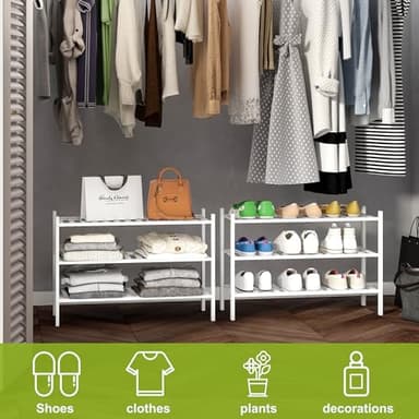 BMOSU 3-Tier Bamboo Shoe Rack Premium Stackable Shoe Shelf Storage Organizer for Hallway Closet Living Room Entryway Organizer(White Bamboo) - Image 5