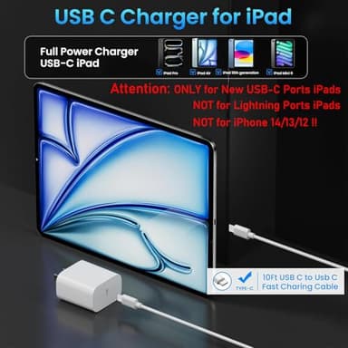 10FT iPad Charger Fast Charging Cord, 2Pack 20W USB C Fast Charger with 10 ft Long Charging Cable for iPad 10th/11th(A16) Generation, iPad Pro 13/12.9/11 inch, iPad Air 11/13 inch/4th/5th, iPad mini - Image 2
