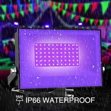 Onforu 2 Pack 38W LED Black Lights, Blacklight Flood Light with Plug, IP66 Waterproof, for Halloween Party, Glow in The Dark, Stage Lighting, Aquarium, Body Paint, Fluorescent Poster, Neon Glow,Black - Image 6