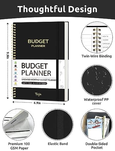Budget Planner - Monthly Budget Book with Expense Tracker Notebook, Undated Bill Organizer & Finance Planner to Take Control of Your Money, 2025-2026 Account Book to Manage Your Finances-Black - Image 7
