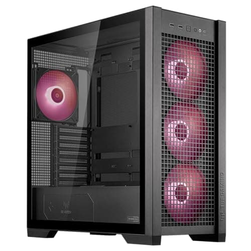 ASUS TUF Gaming GT302 ARGB ATX Mid-Tower PC Case Four 140 x 28 mm ARGB fans for high airflow and static pressure, interchangeable side panel, detachable top panel, hidden-connector motherboard support - Image 1