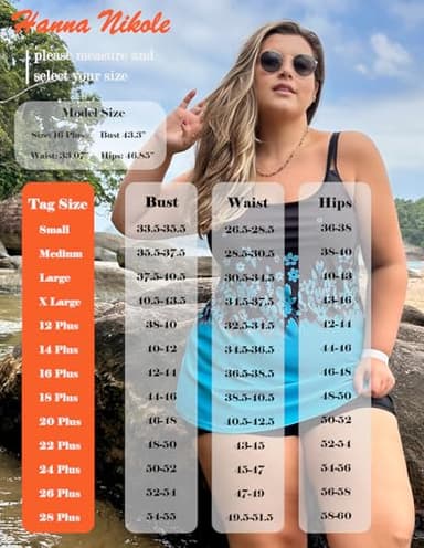 Hanna Nikole Women Floral Bathing Suit Tops Modest Swimwear Two Piece Tummy Control Swimsuits Falling Flowers 7XL - Image 5