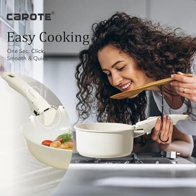 CAROTE 21pcs Pots and Pan Set, Nonstick Induction Cookware Detachable Handle,Cookware Set with Removable Handle - Image 3