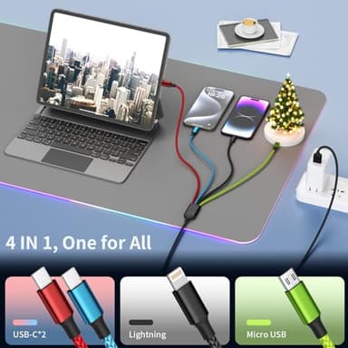 Firsting Travel Essentials Multi Charging Cable [2Pack 5FT], Nylon 4 in 1 Charging Cords, USB Cable Phone Charger with IP/Type C/Type C/Micro Port, Compatible with Most Cell Phones/Tablets and More - Image 5