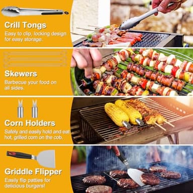 Riddle Accessories Kit, 36PCS Complete Flat Top Grill Accessories Set for Blackstone, Grill Spatula Set with Enlarged Spatulas, Burger Press, Basting Cover, Scraper for Outdoor BBQ, Teppanyaki, Red - Image 5