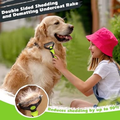 3PCS Self Cleaning Slicker Brush & Pet Grooming Rake & Bath Brush for Dogs,Cats and Horses | Double-Sided Dematting Comb & Skin Friendly Deshedding Grooming Tool | Premium Pet Supplies(Green Black) - Image 3