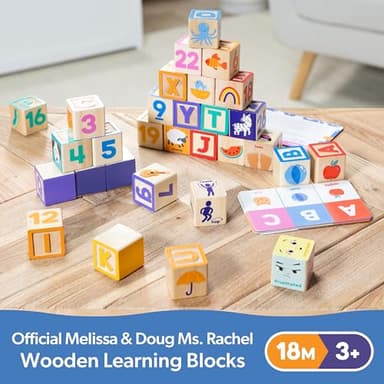 Ms. Rachel Melissa & Doug Letter, Number, and Game Wooden Learning Blocks with Activity Cards for Girls and Boys Toddlers Ages 18 Months+ - FSC Certified - Image 9