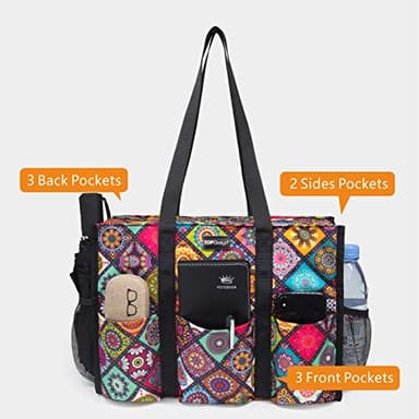 TOPDesign Utility Water Resistant Tote Bag for Women - 13 Exterior & Interior Pockets, Top Zipper Closure, Thick Bottom Support - Perfect Work Tote for Teachers, Nurses, Accountants, Professionals - Image 3